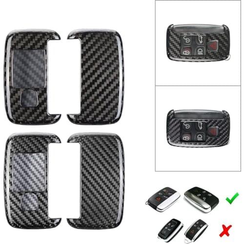 Car Remote Key Shell Cover Case Carbon Fiber Housing For Jaguar F-Pace F-Type XE XF XJ & For Land Rover Range Rover Discovery