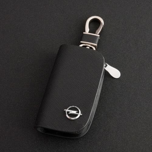 Leather Car Key Case For Opel Andrayat Merina Zafira Insola Universal Key Cover With Car Logo Keychain Car Accessories