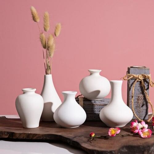 Ins flower decoration ceramic small vase white vase handicraft flower arrangement aromatherapy bottle living room ceramics