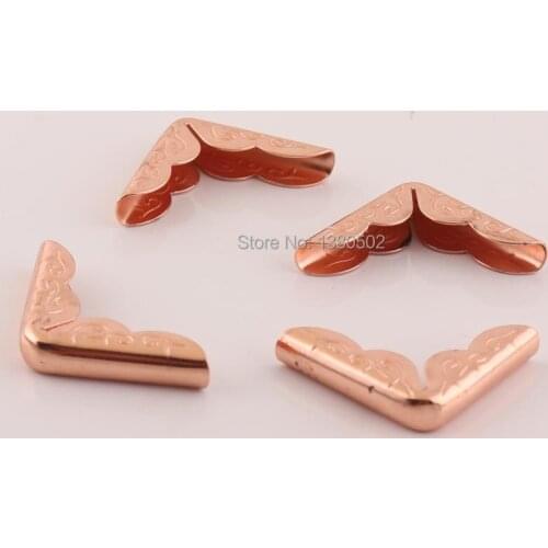 30pcs/lot 20*20*5mm Rose Gold Color Metal Scrapbooking Corner Notebook Menu Corner Protectors