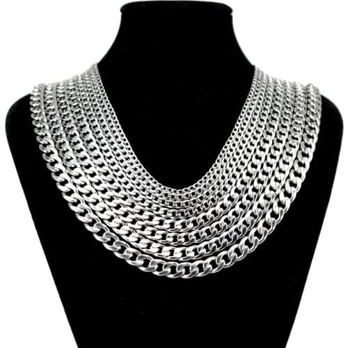 Fashion Mens Titanium Stainlee Steel Silver 8.6-36inch Figaro Flat O Link Chain,3-7MM Wide Big Necklaces women Wholesale