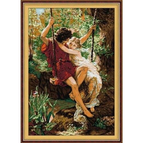 Happy Time the Lover Swing Needlework,Cross stitch,Sets Embroidery kits,People Patterns Counted Cross-Stitching,DIY Handmade