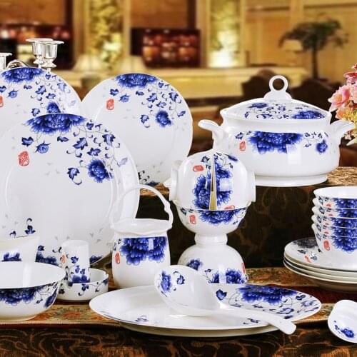 Asia Style 60PCS SET Blue and white porcelain ceramic dinnerware set