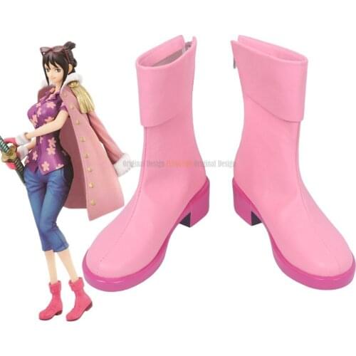 Tashigi Shoes Cosplay One Piece Tashigi Cosplay Boots Pink Shoes Custom Made