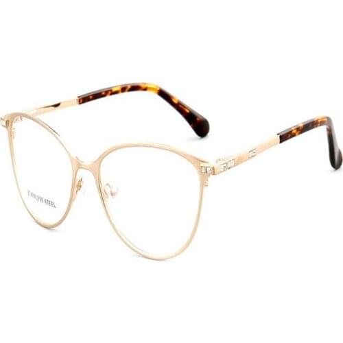 Retro Stainless Steel Glasses Women Full Rim Luxury Dimoand Optical Eyewear Brand Designer Clear Lens Goggle Myopia Eyeglasses