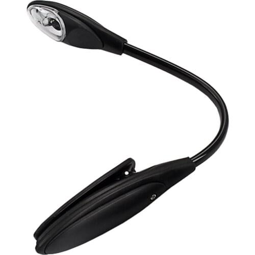 Music Score Stand Light Adjustable Clip Mini LED Book Reading Lamp Black