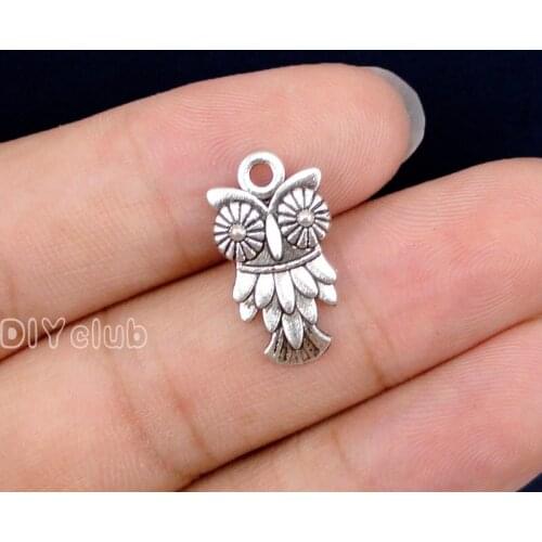 100pcs-Antique Tibetan Silver Owl Charms Pendant, Jewelry Making 20x11mm