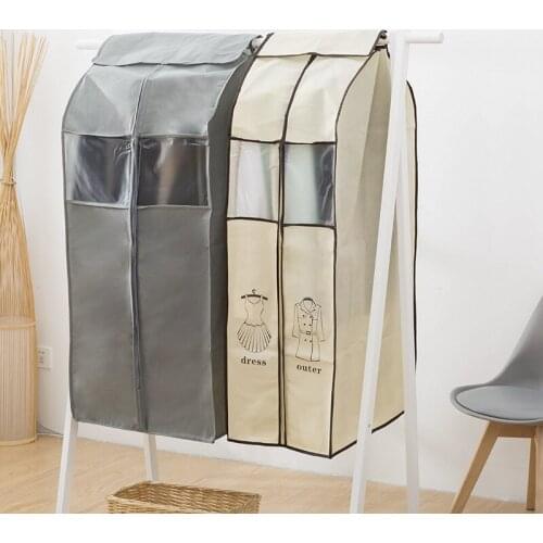 Cabinet Hanging Clothes Dust Cover Non-Woven Printing Pattern Clothing Storage Bag Suit Coat 3d Zipper Moisture-Proof Dress Case