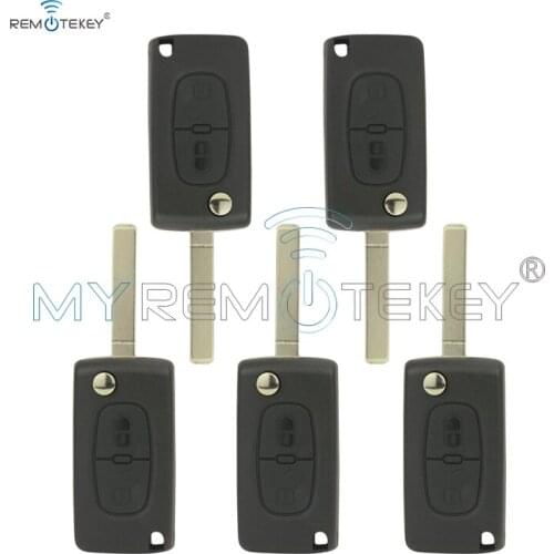 Remtekey 5pcs CE0536 207 307 308 car Flip remote key for Peugeot 2 Button 434mhz VA2 key blade