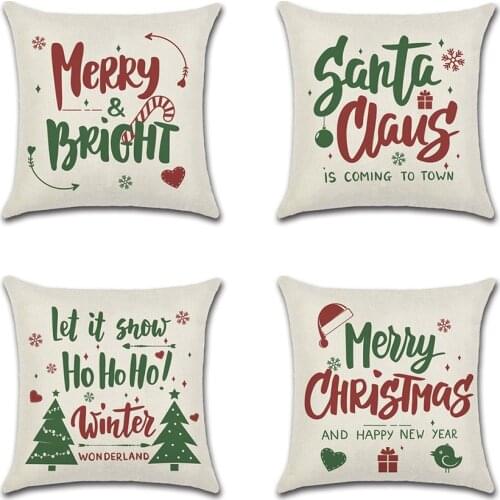 Christmas Tree Throw Pillow Proverbs cartoon snowflake Merry Christmas Cushion Cover Car Home Sofa Decorative Pillowcase