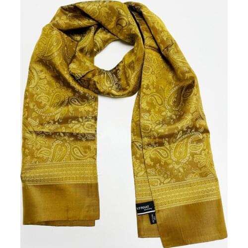 SCARFIGO 140*25cm Vintage Embroidered Womens Silk Scarves Ladies Summer Long Scarf Bandana