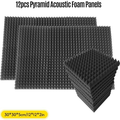 12pcs 12*12*2inch High Density Studio Acoustic Foams Panels Sound Insulation Foam Fire Retardant for Studio KTV Broadcast