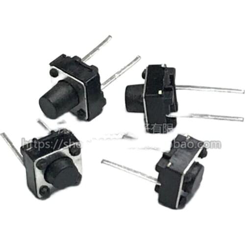 100Pcs Tactile Switch Momentary Tact 6x6x6 6*6*6mm Middle pin 2pins