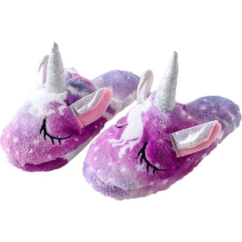 Winter Childrens Unicorn Slippers Baby Kids Shoes for Girl Boy Slippers Rainbow Soft Warm Furry Toddler Home Slippers Bedroom