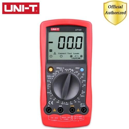 UNI-T UT105 UT107 Handheld Automobile Digital Multimeter Engine speed Measure Dwell/Tach AC DC voltage DC current meter