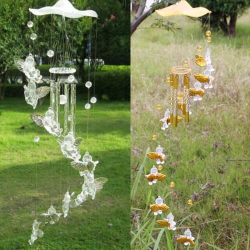 Wind Chimes, Angel Hanging Ornaments Decorative Pendants Home Decorations for Living Room Bedroom, Golden/Silver