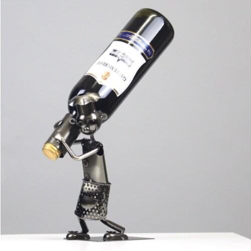 Whisky Wine Rack Handmade Funny Child Wine Rack Metal Crafts Gift Home Furnishing Wine Holder Smile Bar Decoration