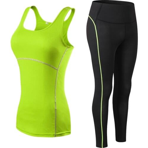 Women Fitness Suit Yoga Sets Gym Sleeveless Vest + Pants Running Tights Workout Sportswear Yoga Leggings yoga suit