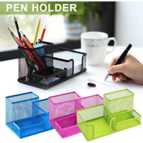 Pen Holder Desktop Organizer Black Metal Mesh Desk Style Office Pencil Holder Stand Elegant Storage Container