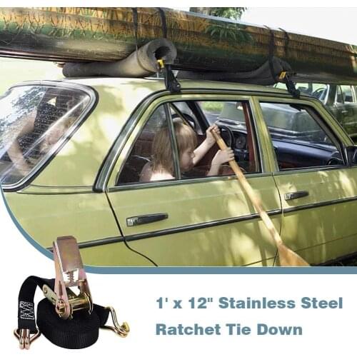 1in X 12ft 260g Stainless Steel Ratchet Tie Down Strong Bundling Belt For Kayak Paddle Board Car Motorcycle Accessories