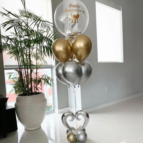 13pcs/lot Metallic Latex balloons With 18 inch Transparent balloon Wedding Birthday Party Decoration Inflatable Air Balls Supply
