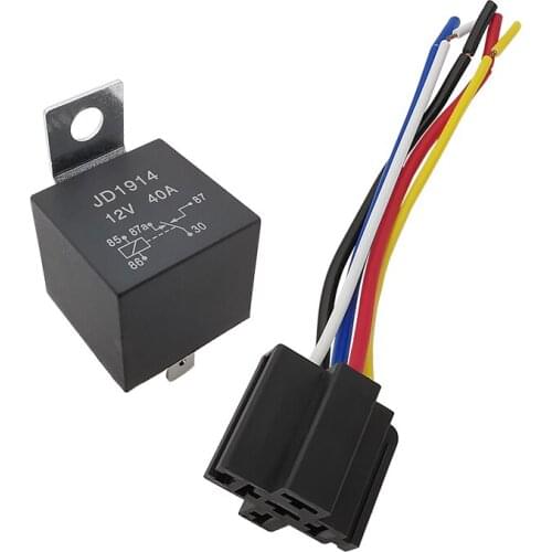 1Pcs JD1914 5 Pin Waterproof Automotive Relay 12V 40A Car Relay Control Device Auto Relay Socket Plug 5 Wire Automotive Relais