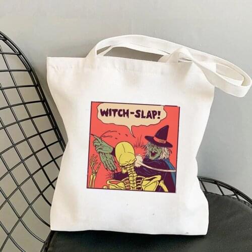 2021 Shopper Witch-Slap Cartoon anime Printed Tote Bag women Harajuku shopper handbag girl Shoulder shopping bag Lady Canvas Bag