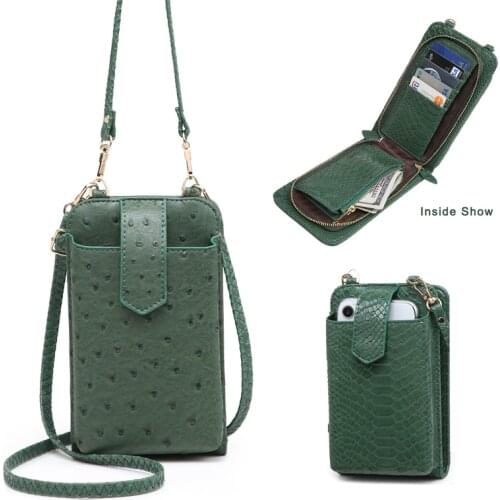 2021 New Phone Shoulder Bag Ostrich Pattern Clutch Crossbody Phone Bag Python Pattern Phone Card Wallets for Women