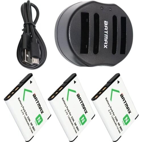 3-Pack NP-BN1 NPBN1 NP BN1 BN Battery&USB Dual Charger for SONY DSC TX9 T99 WX5 TX7 TX5 W390 W380 W350 W320 W360 QX100 W370