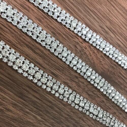 3 Yards Loose Rhinestones Beaded Chain Trim Crystal Embellishment, Bridal Headband, Sashes Applique