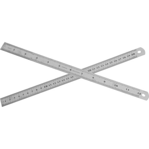 30CM 12"Steel Stainless Pocket Pouch Metric Metal Ruler Measurement Double Sided