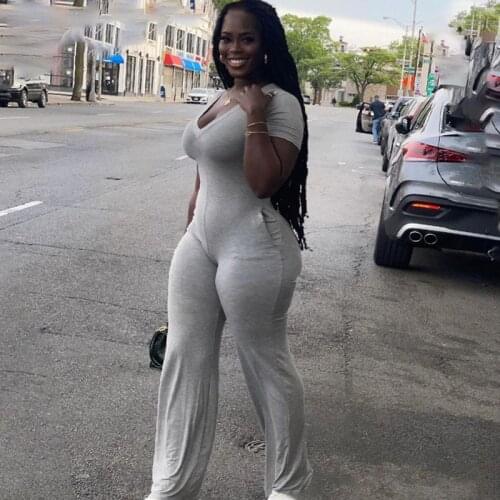 5XL Plus Size Solid Casual Jumpsuit Women Summer Lounge Wear Bodycon Romper Basic Casual Sporty Skinny Overalls for Women Bodys