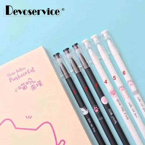 6Pcs/Pack Cute Cat Claw Gel Pen Kawaii Paw Print Shape Neutral Pen Stationery Fine Point 0.5mm Black Ink Office School Supplies
