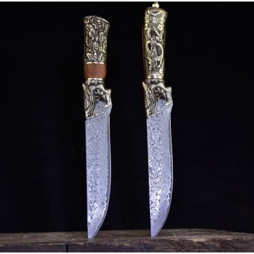67 Layers VG10 Damascus Steel Handmade Kitchen Knives 7" Sharp Hunting Outdoor Cleaver Japanese Viking Knife Copper Dragon Decor