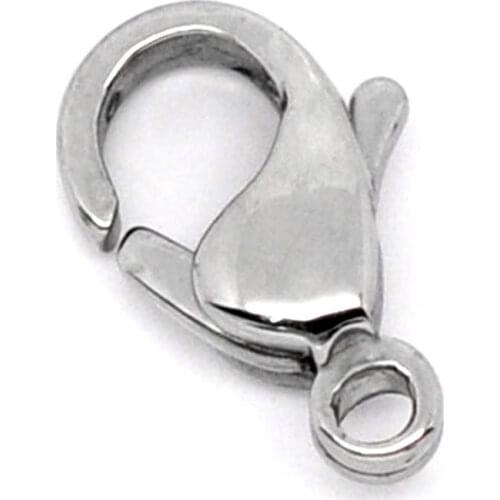 8Seasons 304 Stainless Steel Lobster Clasps Silver Color Hooks DIY Making Necklace Jewelry 12mm( 4/8") x 7.5mm( 2/8"), 10 PCs