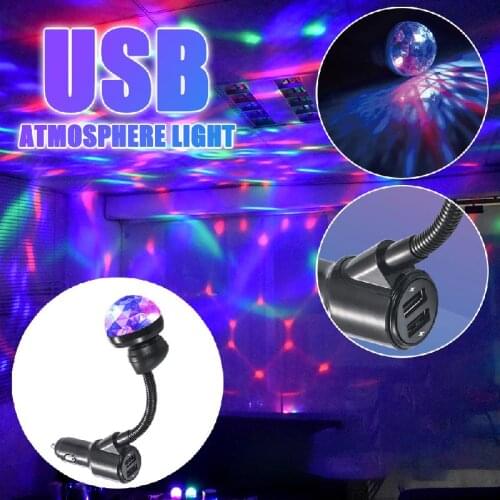 Car Starry Sky Disco Light Dual USB Charger Car Atmosphere Light Multi-function Car Mobile Phone Charger With Atmosphere Lamp