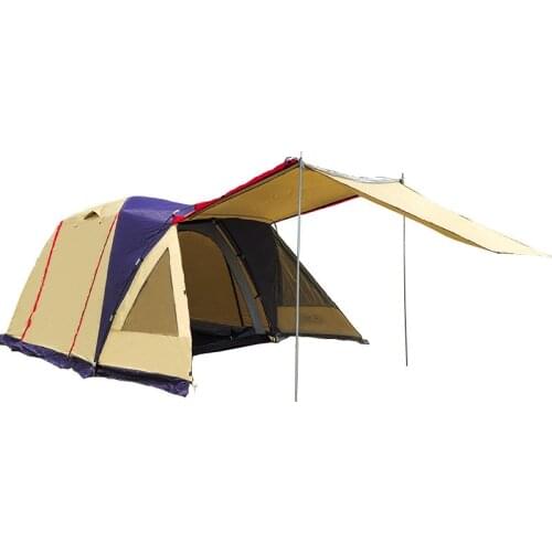 Outdoor 3-4 people Use Family Travel Big Tent Double Layer Waterproof Windproof Camping Tent Beach Sunscreen Tent