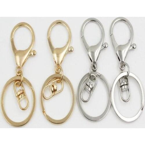 2018 Silver/Gold Biger Lobster Clasp Tone Key Chains & Key Rings Round Split keychain Car Key Rings Blank Metal Keychains gift