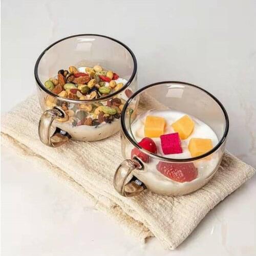 2 PCS Nordic Glass Oat Breakfast Cup Household Heat-resistant Large-capacity Milk Cup with Lid Spoon Cow Udder Cup Drinking Set