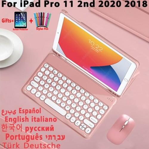 Magic Keyboard Case for iPad Pro 11 2nd 2020 1st 2018 Gen Russian Spanish Korean Arabic Hebrew Turkish Portuguese Thai Keyboard
