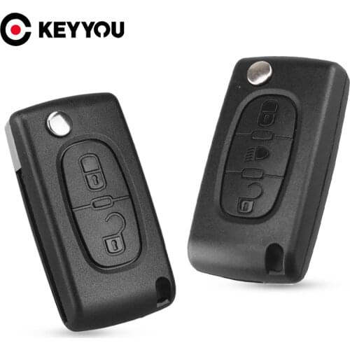 KEYYOU Flip Folding 2 Buttons Car Remote Key Case Shell For PEUGEOT 206 307 308 207 407 408 For Citroen C2 C3 C4 C5 C6 C8