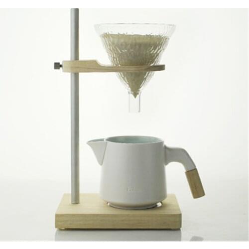 Coffee Filter Holder Adjustable Cup Holder Wood Base Hand Hand Coffee Filter Dripper Pot Rack Holder Stand Coffee Accessory