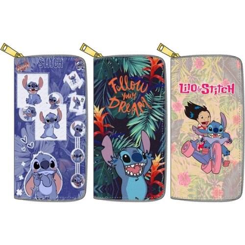 Disney Stitch Wallet girl boy cartoon pu coin purse children Clutch kid card holder