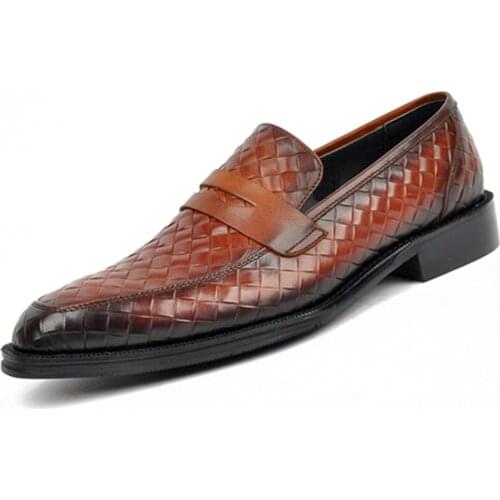 Men British Formal Dress Shoes for Male Slip-on Formal Loafers Classic Wedding Party Footwear Black Brown Plus Size 39-48