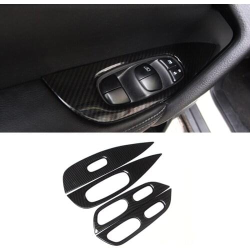 For Nissan X-Trail T32 Rogue 2014-2018 ABS Carbon fiber Car Door Window glass Lift Control Switch Panel Cover Trim Accessories