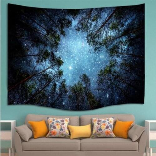 2021 Beautiful Night Sky Wall Tapestry Home Decorations Wall Hanging Forest Starry Night Tapestries For Living Room Bedroom