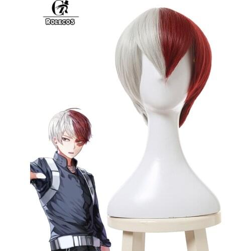 ROLECOS MHA Anime Cosplay Todoroki Shoto Cosplay Headwear Men Hair 30cm/11.81inches Synthetic Hair Accessories