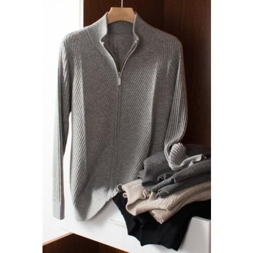 Cashmere Sweater Men Round Neck Zipper Coat Long-sleeved Autumn Winter Shirt Cardigan Turtleneck Knitted Sweater