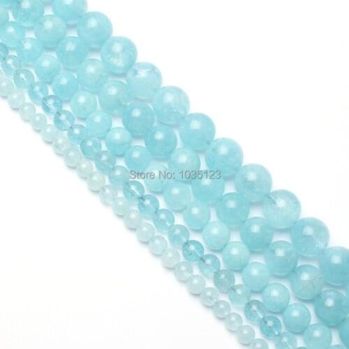 High Quality Natural Light Blue Crystal Aquamarines Stone Round 6/8/10/12/14mm Gems Loose Beads 15 Inch Jewelry Accessory wj101
