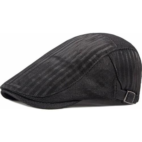 Summer Mesh Hats For Men Breathable Herringbone Berets Flat Peaked Caps Women Golf Driving Net Sun Cap Newsboy Hat Adjustable